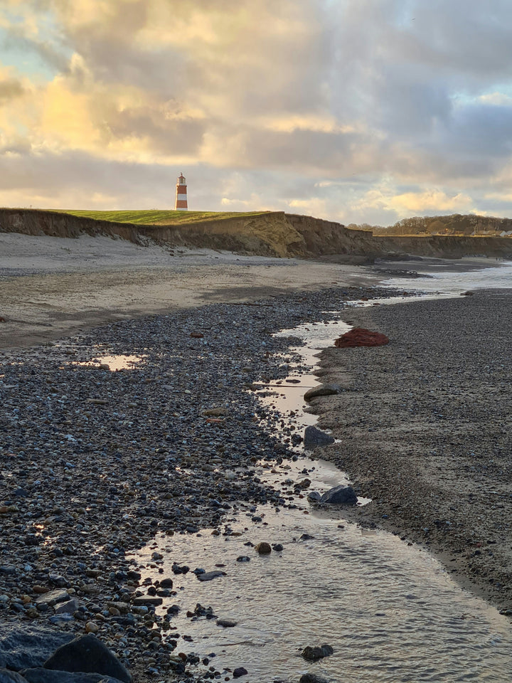 Happisburgh Beach and lighthouse Norfolk at sunset Photo Print - Canvas - Framed Photo Print - Hampshire Prints
