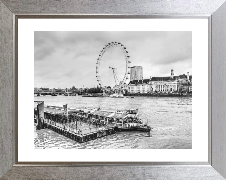 London eye and river Thames in black and white Photo Print - Canvas - Framed Photo Print - Hampshire Prints