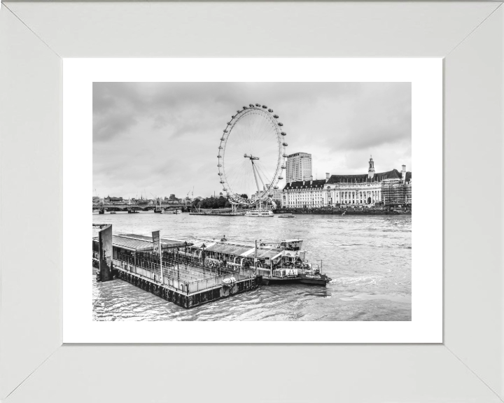 London eye and river Thames in black and white Photo Print - Canvas - Framed Photo Print - Hampshire Prints