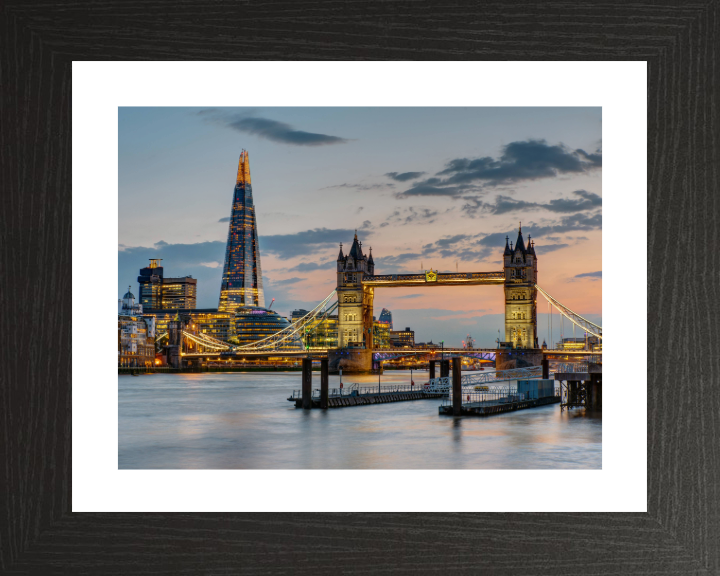Tower Bridge and the shard in London at sunset Photo Print - Canvas - Framed Photo Print - Hampshire Prints