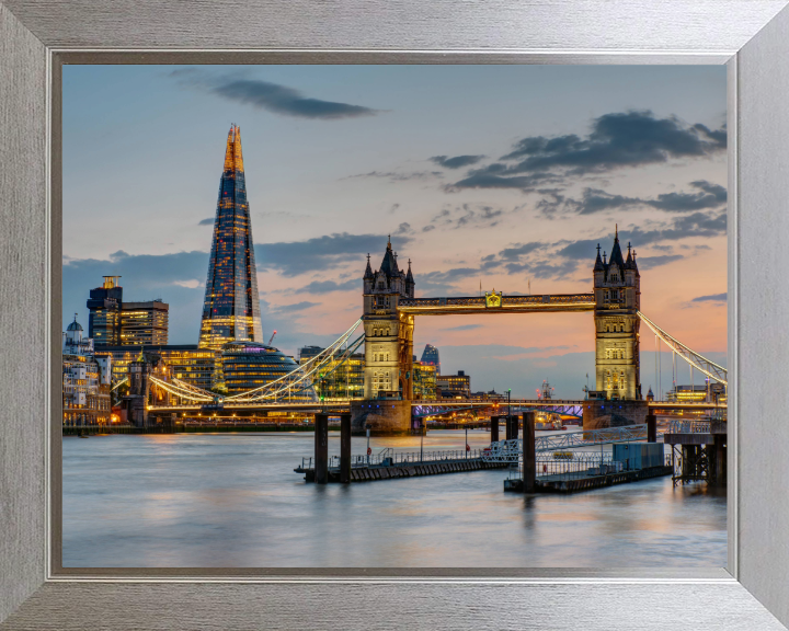 Tower Bridge and the shard in London at sunset Photo Print - Canvas - Framed Photo Print - Hampshire Prints