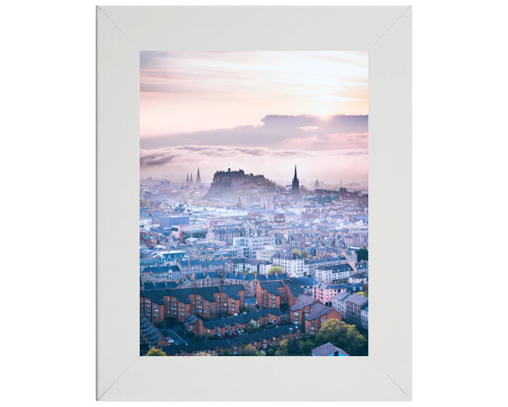 Sunrise mist over Edinburgh Scotland Photo Print - Canvas - Framed Photo Print - Hampshire Prints