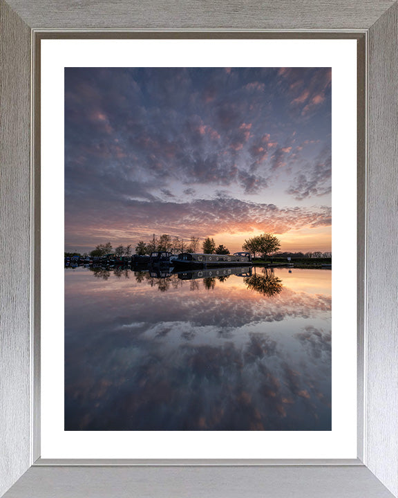 Narrow boats on the Norfolk broads at sunset Photo Print - Canvas - Framed Photo Print - Hampshire Prints