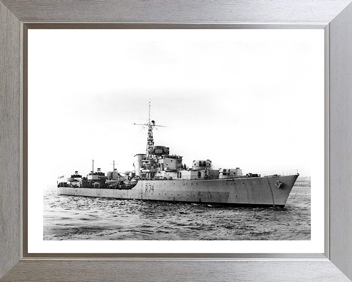 HMS Hogue R74 (D74) | Photo Print | Framed Print | Battle Class | Destroyer | Royal Navy Hampshire Prints 10 x 8 Silver Frame Yes