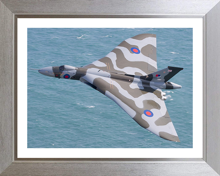 RAF Avro Vulcan Bomber in Flight | Photo Print | Framed Print | Military | Aircraft | Royal Air Force | Wall Art | Home Decor | Aviation | Photography Hampshire Prints 10 x 8 Silver Frame Yes