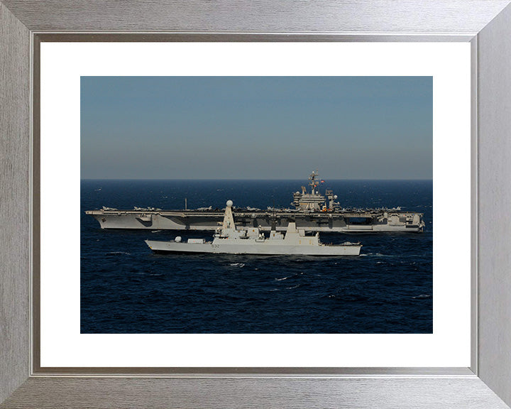 HMS Daring D32 with USS Carl Vinson | Photo Print | Framed Print | Poster | Type 45 | Destroyer | Royal Navy Hampshire Prints