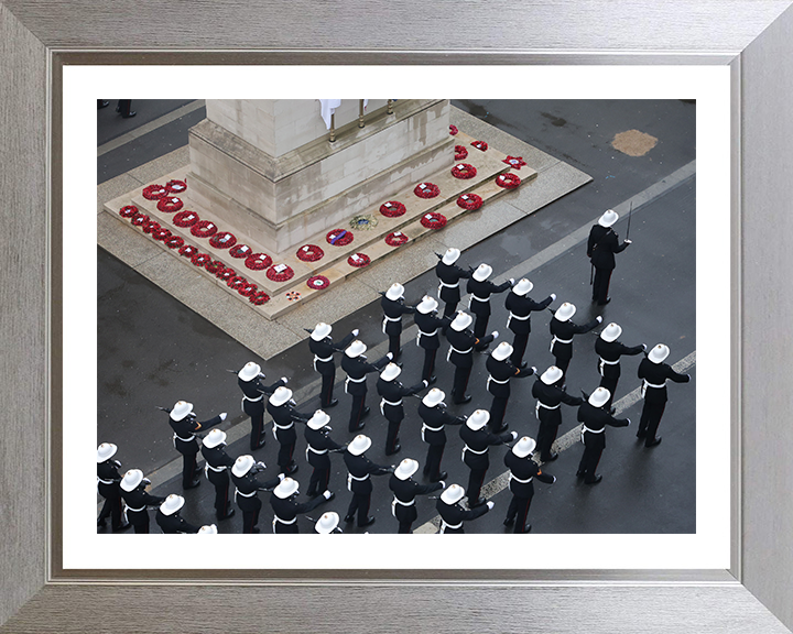 Royal Marines march past the Cenotaph London | Photo Print | Framed Print | Military | Commando | Wall Art | Home Decor | Photography Hampshire Prints 10 x 8 Silver Frame Yes