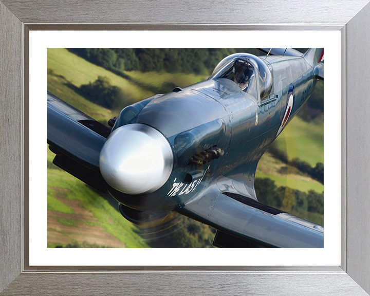 RAF Spitfire Mk19 Closeup | Photo Print | Framed Print | Military | Aircraft | Royal Air Force | Wall Art | Home Decor | Aviation | Photography Hampshire Prints 10 x 8 Silver Frame Yes