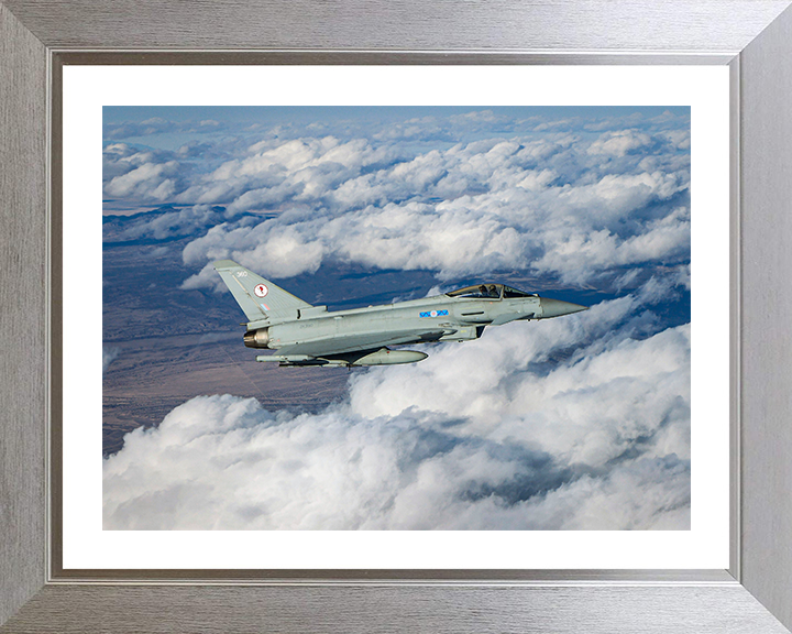 RAF 6 Squadron Typhoon in flight | Photo Print | Framed Print | Military | Aircraft | Royal Air Force | Wall Art | Home Decor | Aviation | Photography Hampshire Prints 10 x 8 Silver Frame Yes
