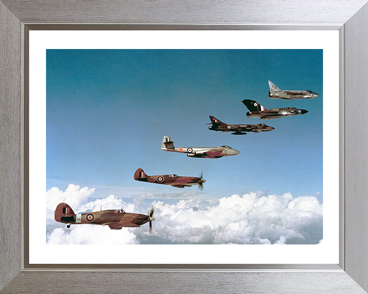 RAF Fighters 1940-1960 in flight | Photo Print | Framed Print | Military | Aircraft | Royal Air Force | Wall Art | Home Decor | Aviation | Photography Hampshire Prints 10 x 8 Silver Frame Yes
