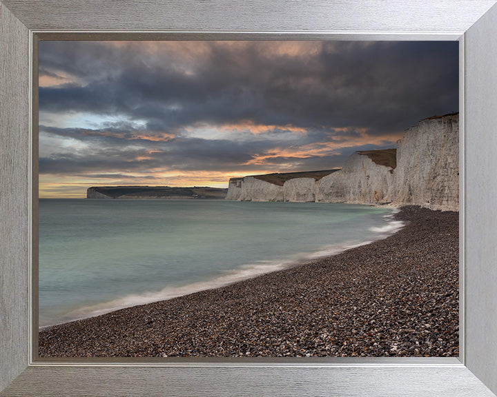 Birling Gap beach and cliffs East Sussex at sunset Photo Print - Canvas - Framed Photo Print - Hampshire Prints
