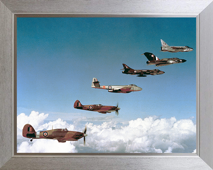 RAF Fighters 1940-1960 in flight | Photo Print | Framed Print | Military | Aircraft | Royal Air Force | Wall Art | Home Decor | Aviation | Photography Hampshire Prints 10 x 8 Silver Frame No