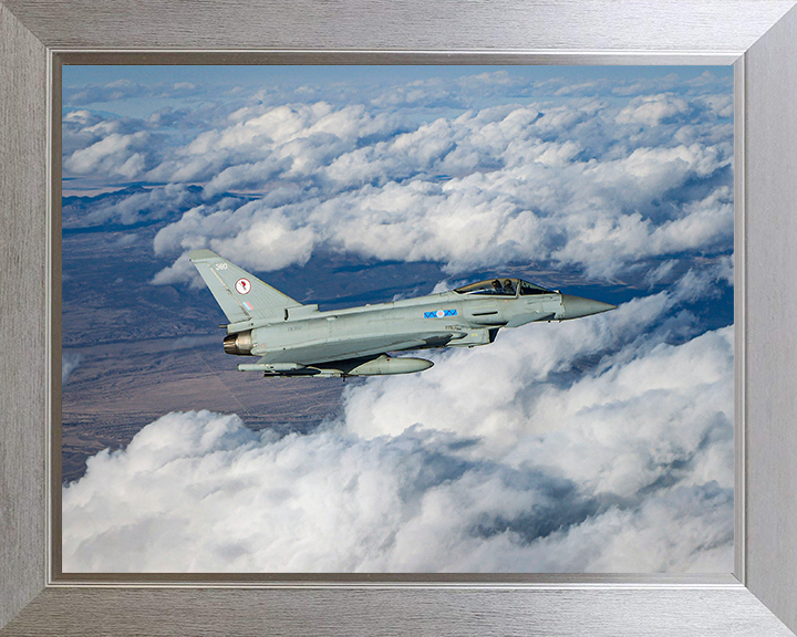 RAF 6 Squadron Typhoon in flight | Photo Print | Framed Print | Military | Aircraft | Royal Air Force | Wall Art | Home Decor | Aviation | Photography Hampshire Prints 10 x 8 Silver Frame No