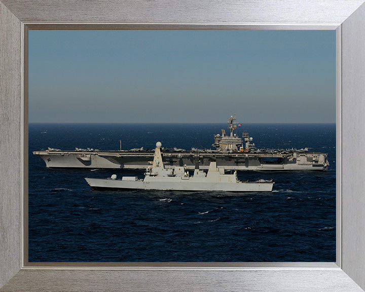 HMS Daring D32 with USS Carl Vinson | Photo Print | Framed Print | Poster | Type 45 | Destroyer | Royal Navy Hampshire Prints