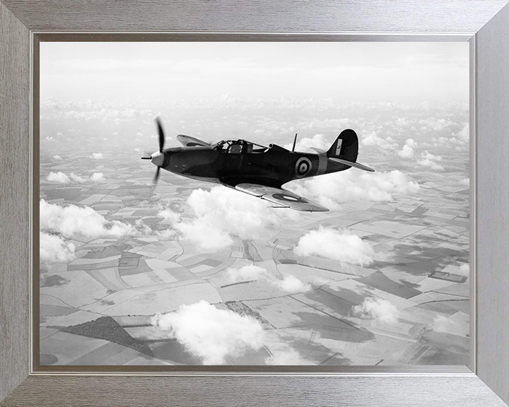 RAF Bell P-39 Airacobra Mk 2 in flight | Photo Print | Framed Print | Military | Aircraft | Royal Air Force | Wall Art | Home Decor | Aviation | Photography Hampshire Prints 10 x 8 Silver Frame No