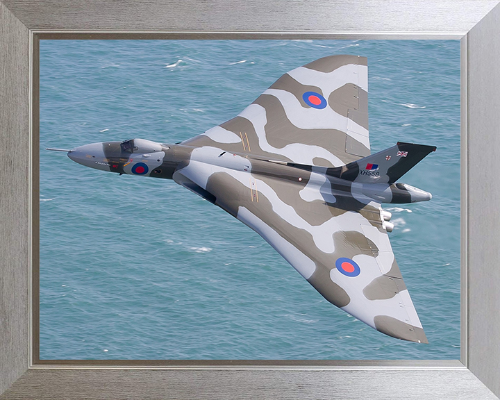 RAF Avro Vulcan Bomber in Flight | Photo Print | Framed Print | Military | Aircraft | Royal Air Force | Wall Art | Home Decor | Aviation | Photography Hampshire Prints 10 x 8 Silver Frame No