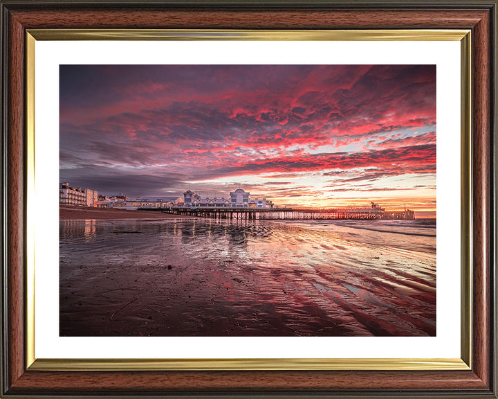 A red sunrise at south parade pier Southsea Hampshire Photo Print - Canvas - Framed Photo Print - Hampshire Prints