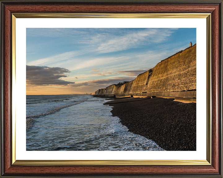 Peacehaven beach cliffs East Sussex at sunset Photo Print - Canvas - Framed Photo Print - Hampshire Prints