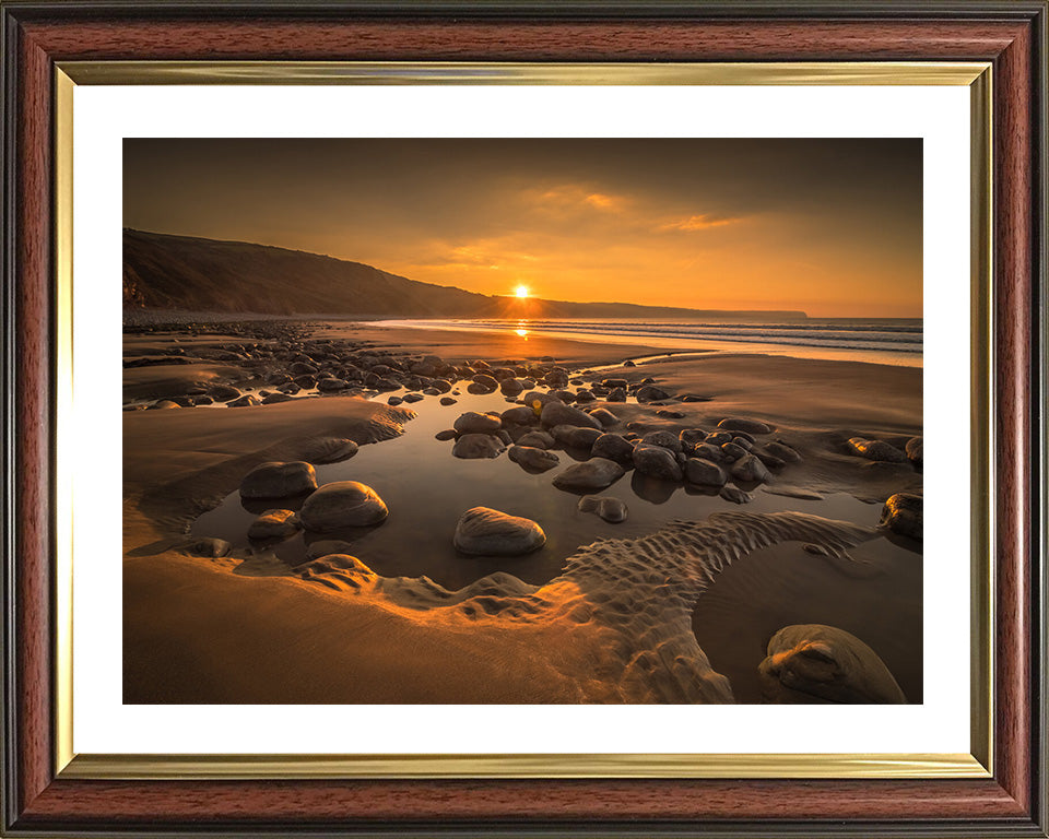 Peppercombe Beach Devon at sunset Photo Print - Canvas - Framed Photo Print - Hampshire Prints