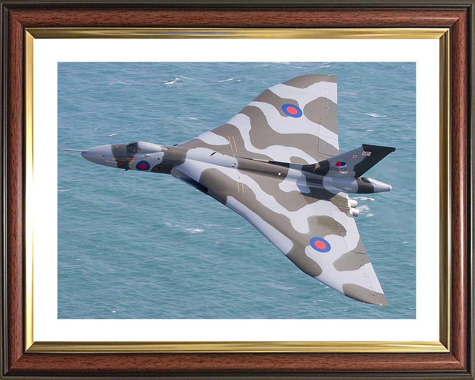 RAF Avro Vulcan Bomber in Flight | Photo Print | Framed Print | Military | Aircraft | Royal Air Force | Wall Art | Home Decor | Aviation | Photography Hampshire Prints 10 x 8 Classic Frame Yes