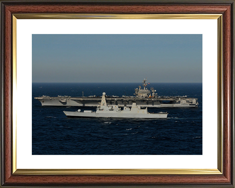 HMS Daring D32 with USS Carl Vinson | Photo Print | Framed Print | Poster | Type 45 | Destroyer | Royal Navy Hampshire Prints