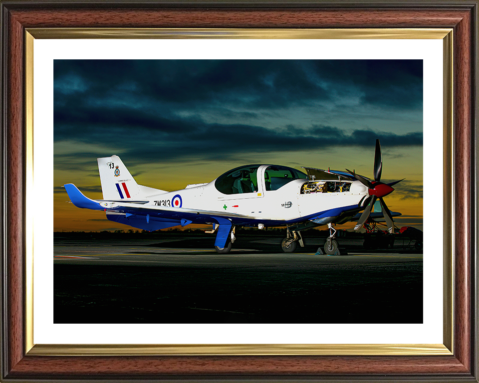 RAF Grob Prefect at sunset | Photo Print | Framed Print | Military | Aircraft | Royal Air Force | Wall Art | Home Decor | Aviation | Photography Hampshire Prints 10 x 8 Classic Frame Yes