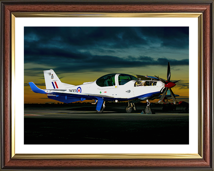 RAF Grob Prefect at sunset | Photo Print | Framed Print | Military | Aircraft | Royal Air Force | Wall Art | Home Decor | Aviation | Photography Hampshire Prints 10 x 8 Classic Frame Yes
