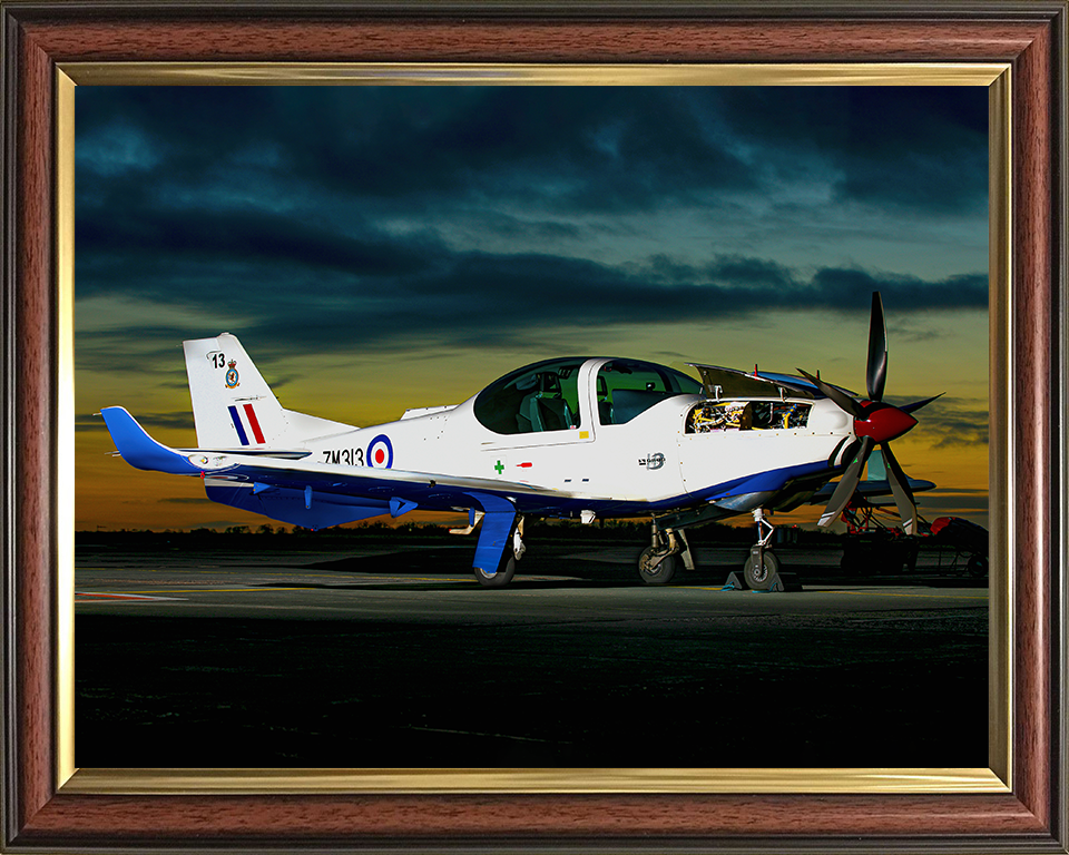 RAF Grob Prefect at sunset | Photo Print | Framed Print | Military | Aircraft | Royal Air Force | Wall Art | Home Decor | Aviation | Photography Hampshire Prints 10 x 8 Classic Frame No