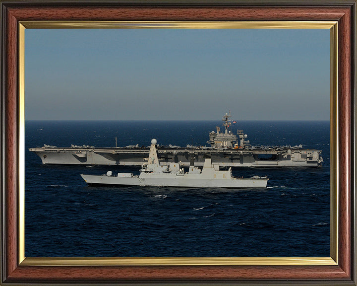 HMS Daring D32 with USS Carl Vinson | Photo Print | Framed Print | Poster | Type 45 | Destroyer | Royal Navy Hampshire Prints