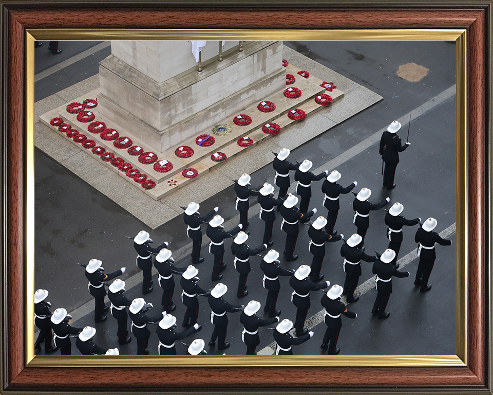 Royal Marines march past the Cenotaph London | Photo Print | Framed Print | Military | Commando | Wall Art | Home Decor | Photography Hampshire Prints 10 x 8 Classic Frame No