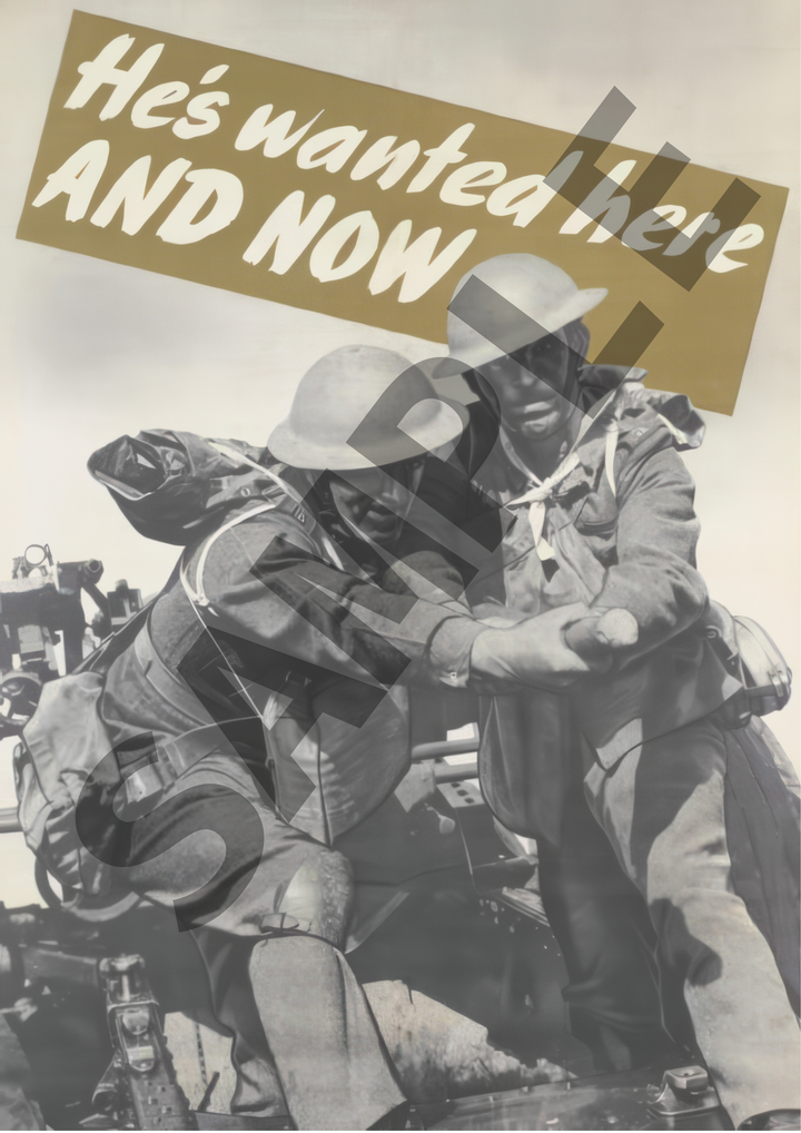 He's wanted here and now! | World War Two Recruitment Poster Posters, Prints, & Visual Artwork Hampshire Prints
