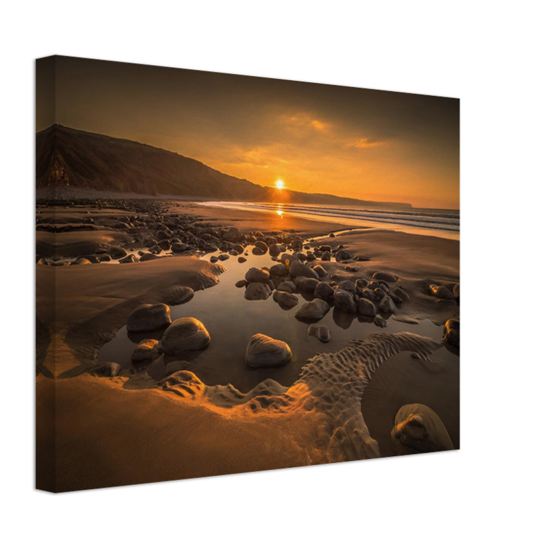 Peppercombe Beach Devon at sunset Photo Print - Canvas - Framed Photo Print - Hampshire Prints