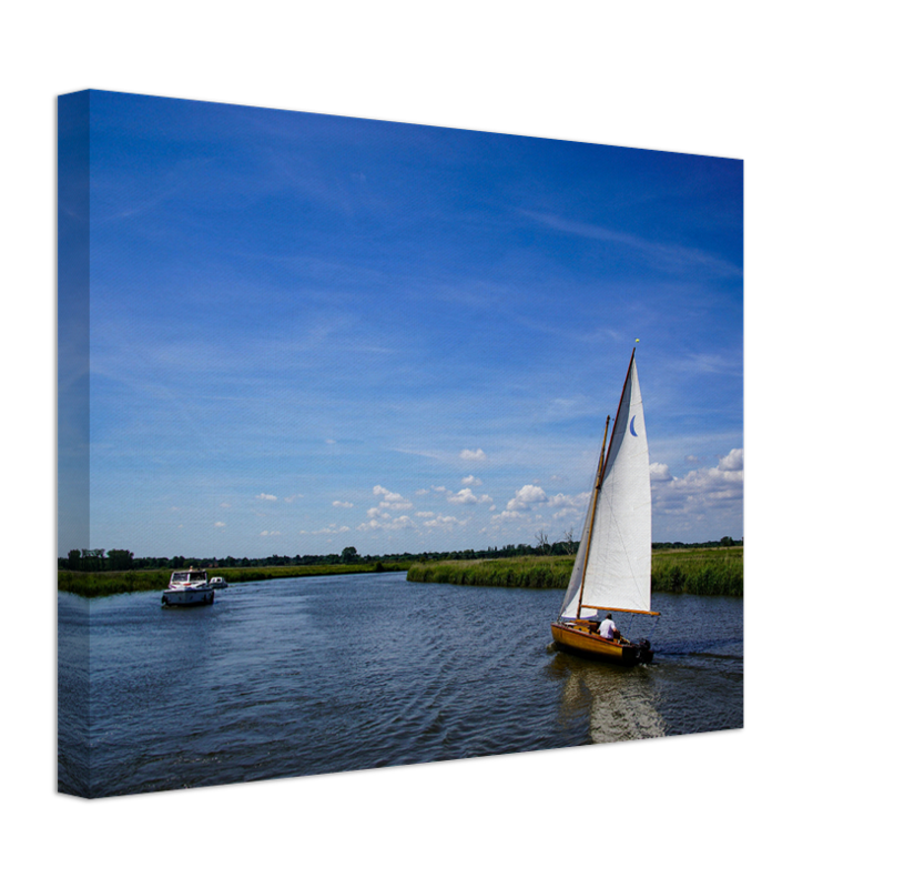 Sail boat on the Norfolk broads Photo Print - Canvas - Framed Photo Print - Hampshire Prints