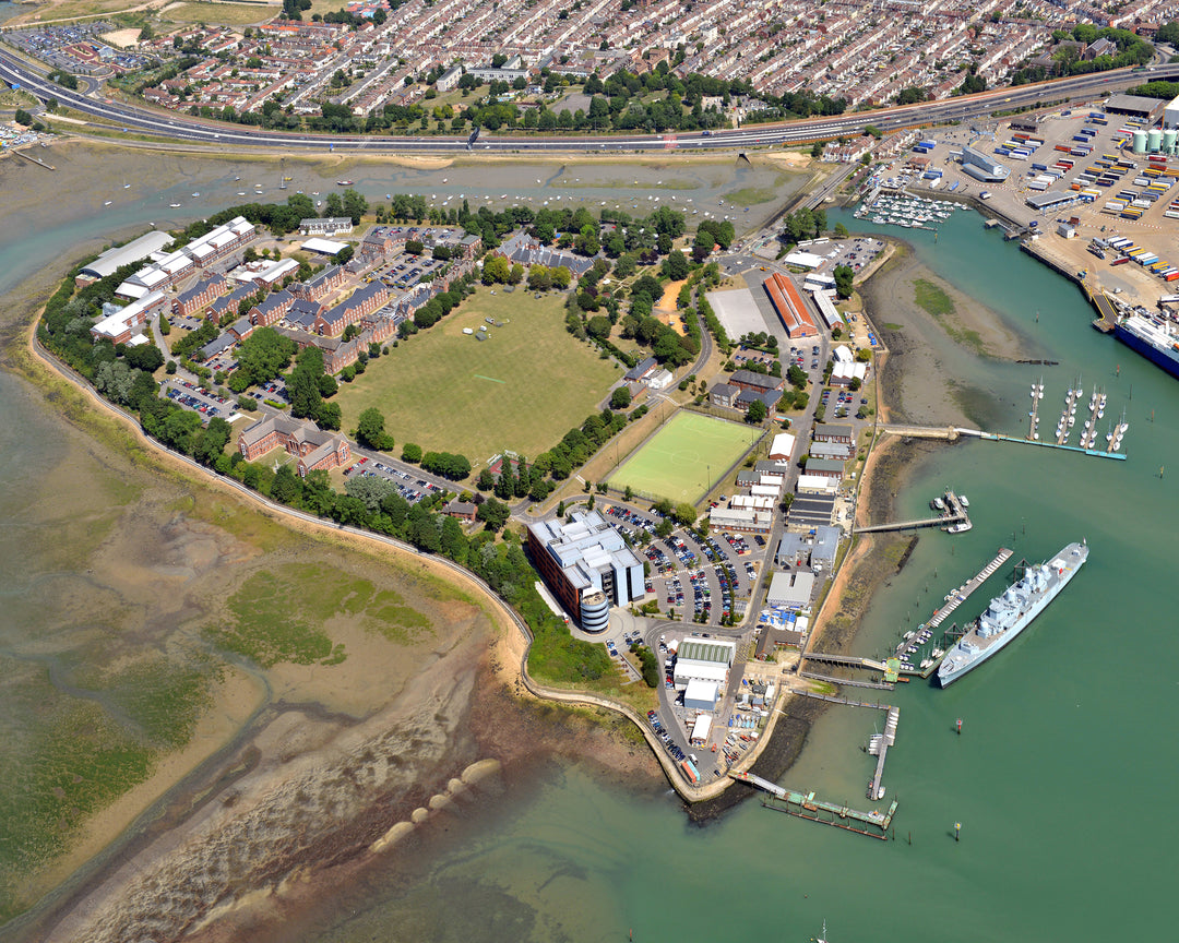 HMS Excellent Royal Navy shore establishment Aerial Photo Print or Framed Photo Print - Hampshire Prints