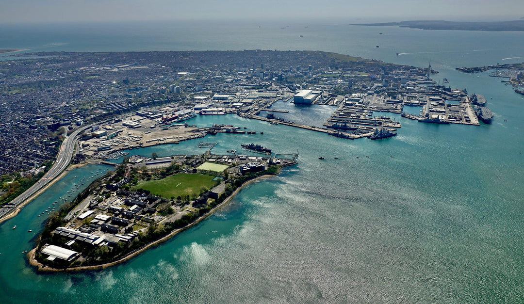 HMS Excellent Royal Navy shore establishment Aerial Photo Print or Framed Photo Print - Hampshire Prints