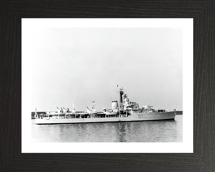 HMS Alamein (D17) Photo Print - Starboard View - Royal Navy Battle Class Destroyer Hampshire Prints 10 x 8 Black Frame Yes
