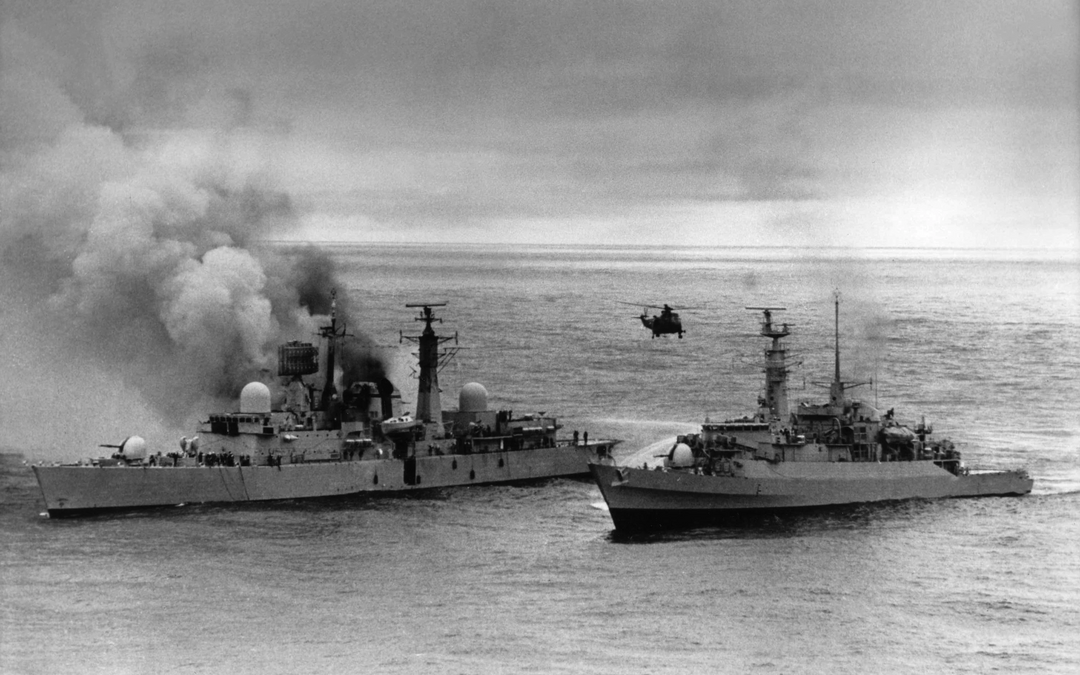 HMS Arrow F173 alongside HMS Sheffield D80 | Falklands War | Photo Print | Framed Print Hampshire Prints